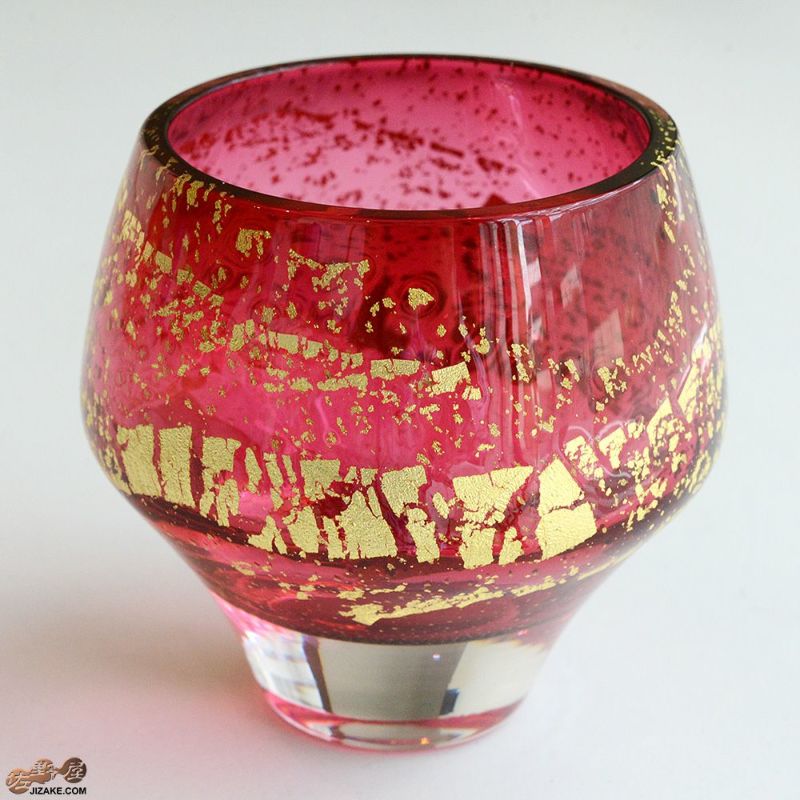 【木箱入】江戸硝子　紅玻璃(べにはり)　冷酒杯(純米酒)　LS19610RAU