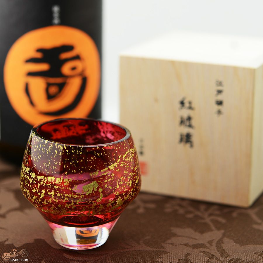 木箱入】江戸硝子　紅玻璃(べにはり)　冷酒杯(純米酒)　LS19610RAU