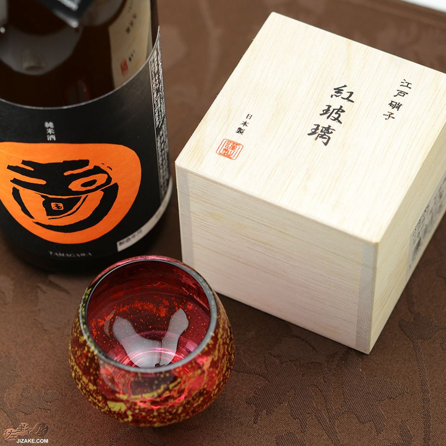 木箱入】江戸硝子　紅玻璃(べにはり)　冷酒杯(純米酒)　LS19610RAU