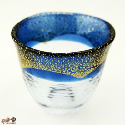 【箱入】和がらす温(おん) 酒杯 藍・金箔 42140TS-G-WSHB