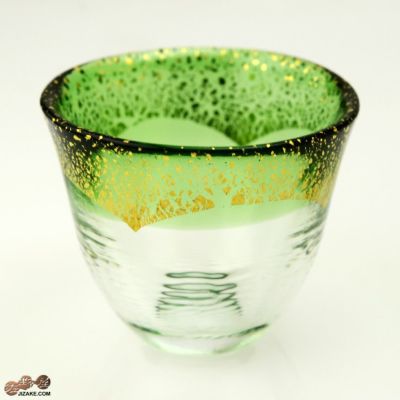 【箱入】和がらす温(おん)　酒杯　緑・金箔　42140TS-G-WHDG