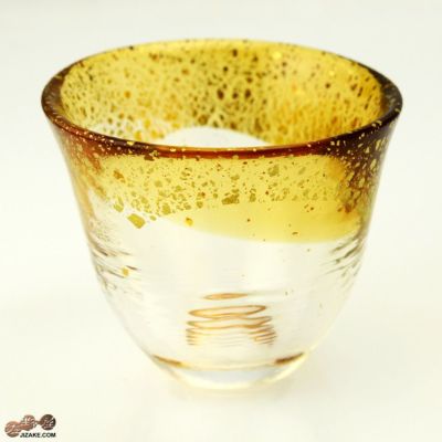 【箱入】和がらす温(おん) 酒杯 琥珀・金箔 42140TS-G-WGAB