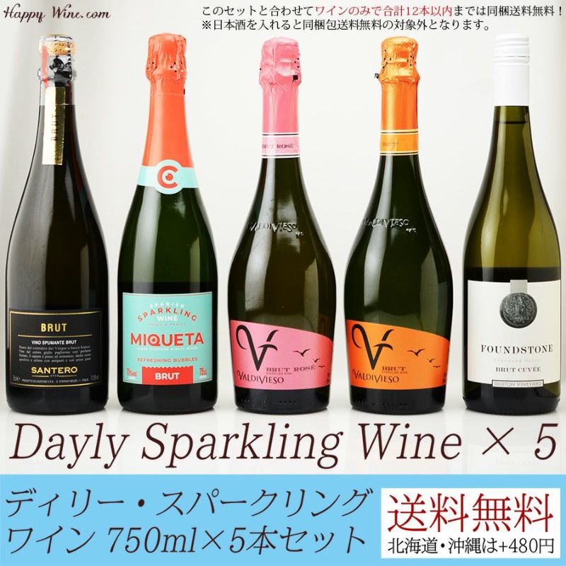 送料無料】デイリー・スパークリングワイン 750ml×5本セット (北海道・沖縄は送料480円注文後に追加)