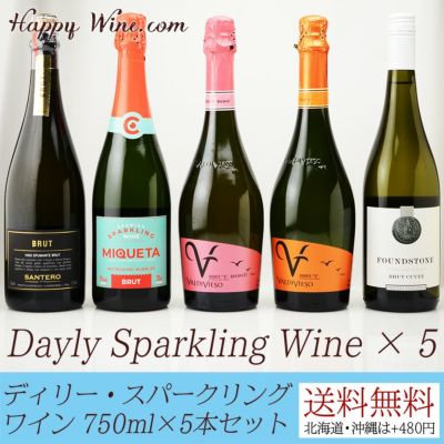 ◎【送料無料】デイリー・スパークリングワイン 750ml×5本セット　750ml×5本