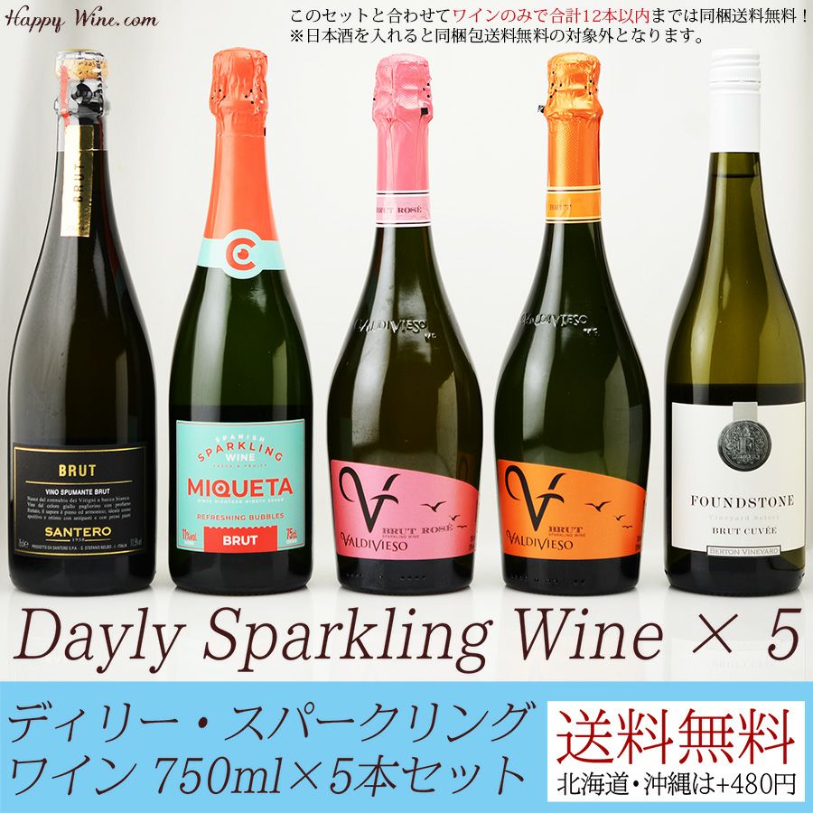 送料無料】デイリー・スパークリングワイン 750ml×5本セット (北海道・沖縄は送料480円注文後に追加)