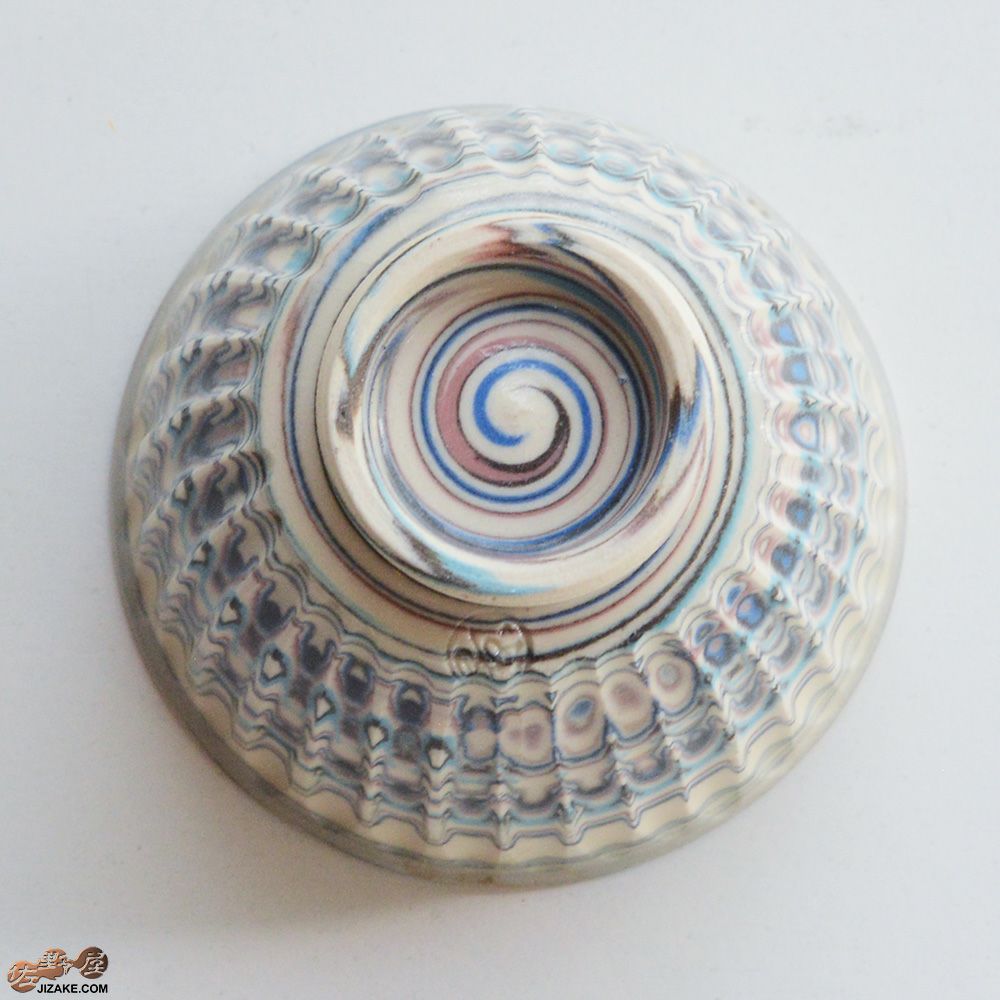 【箱入】練り込み　ぐい呑み中　春の嵐　清水焼　加藤孝誠作