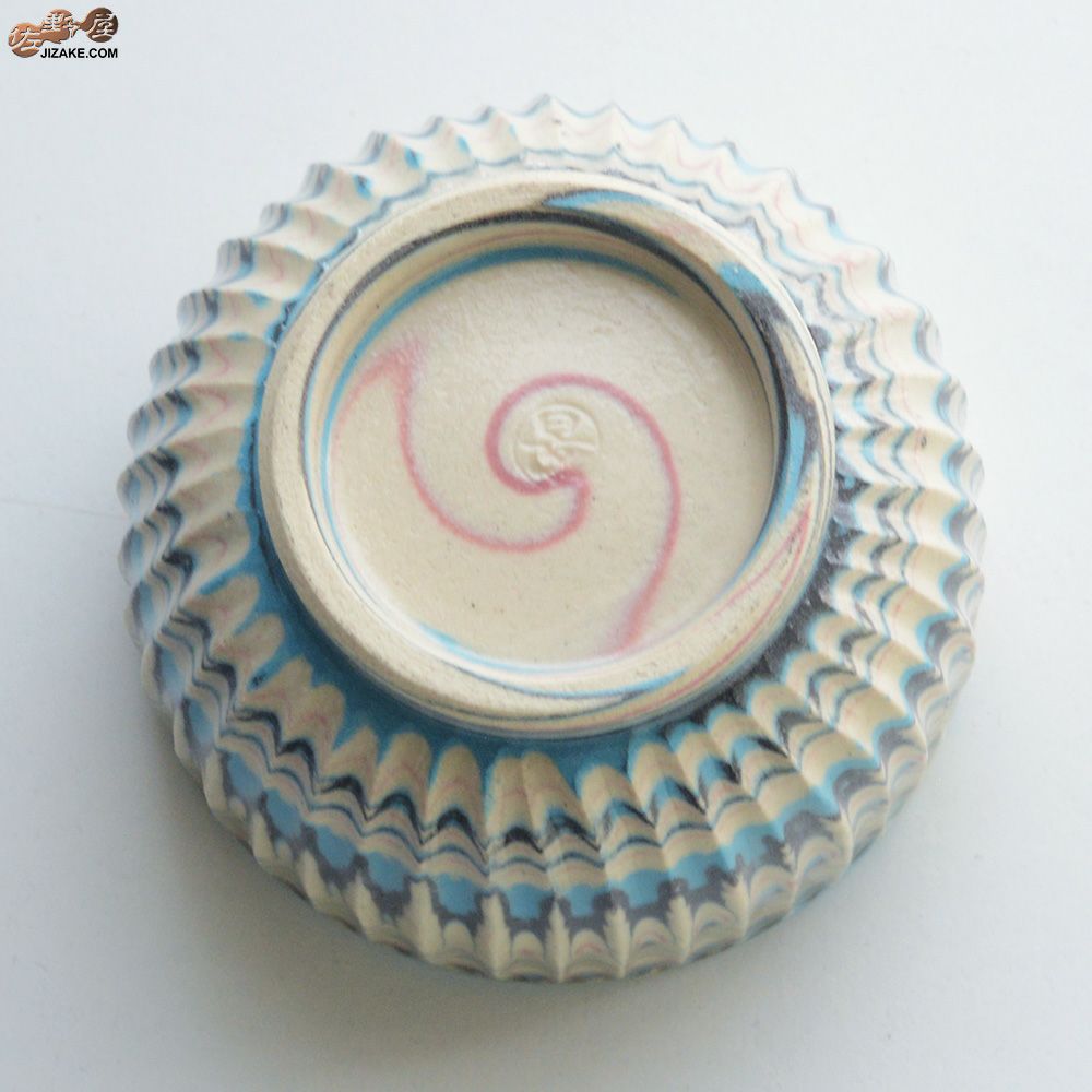 【箱入】清水焼　加藤孝誠作　練り込み　ぐい呑み大