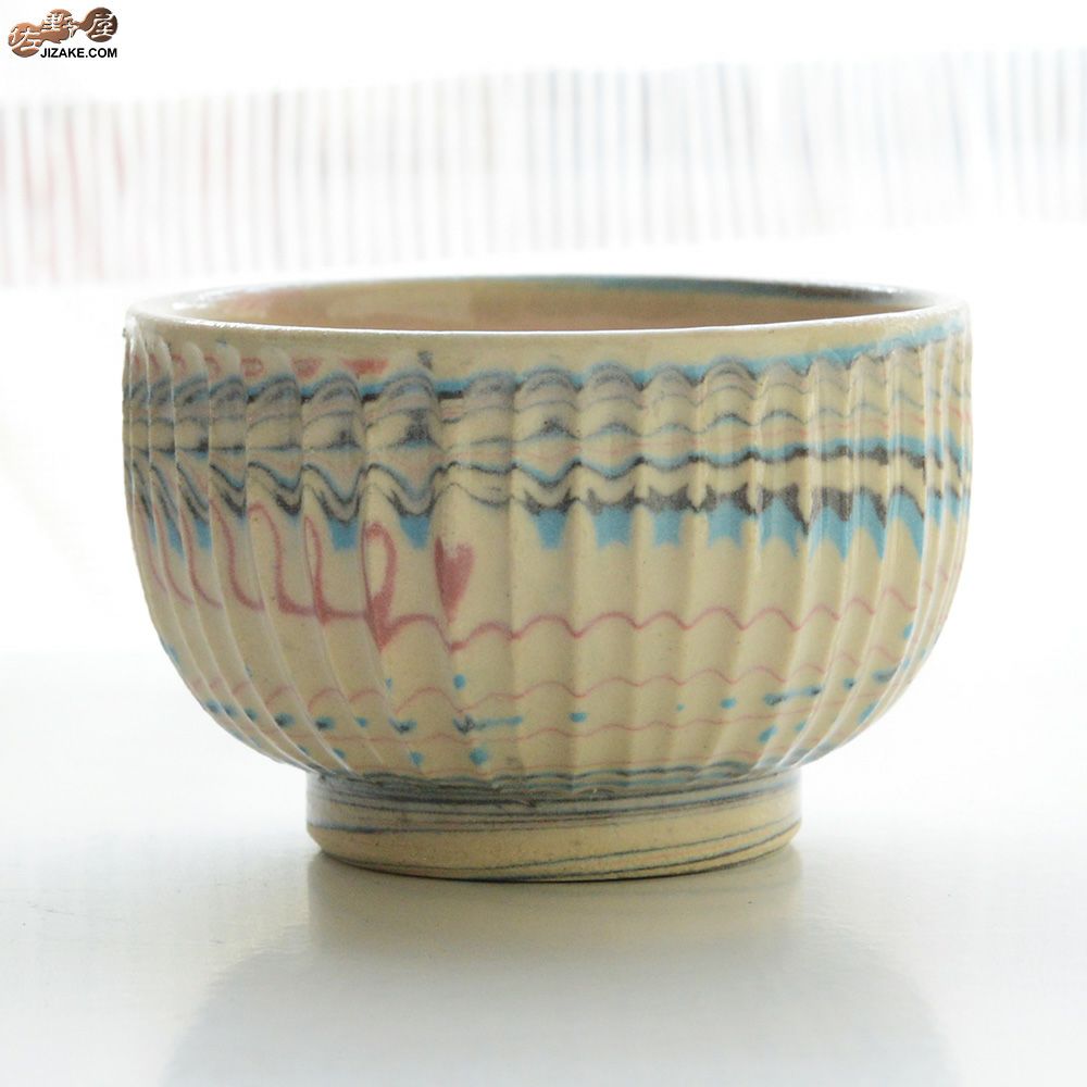 【箱入】清水焼　加藤孝誠作　練り込み　ぐい呑み大