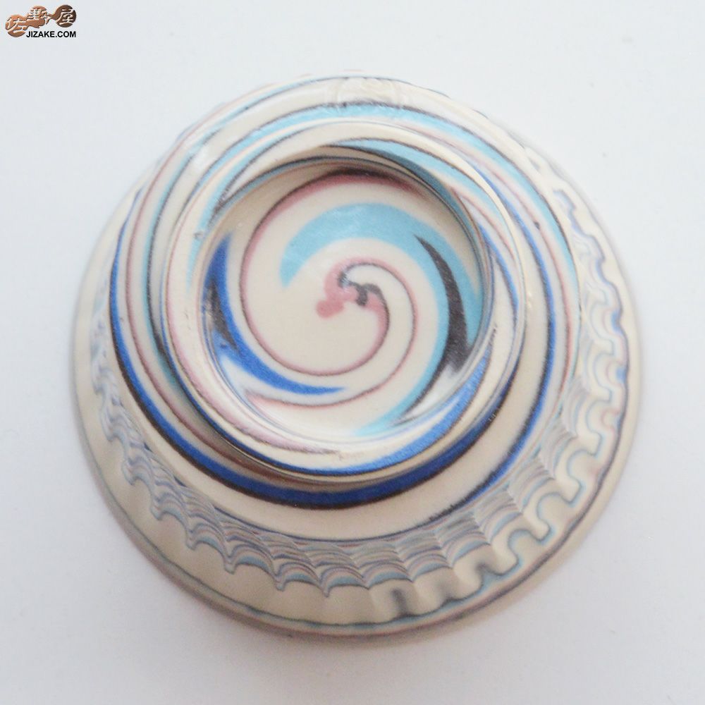 【箱入】清水焼　加藤孝誠作　練り込み　ぐい呑み小　踊り子