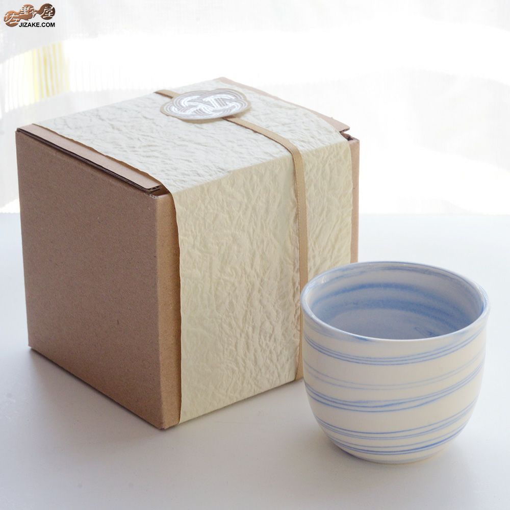 【箱入】清水焼　加藤孝誠作　練り込み　ぐい呑み　シエル