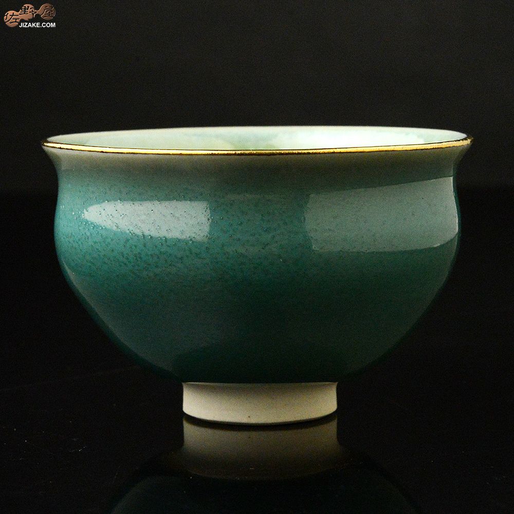 【箱入】観芙　緑麗（りょくれい）金彩　ぐい呑