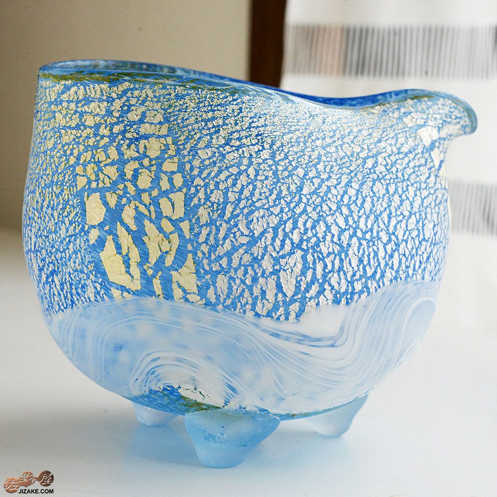 【箱入】風のしらべ　サファイアブルー　片口　伊藤泰三　SUN GLASS STUDIO KYOTO