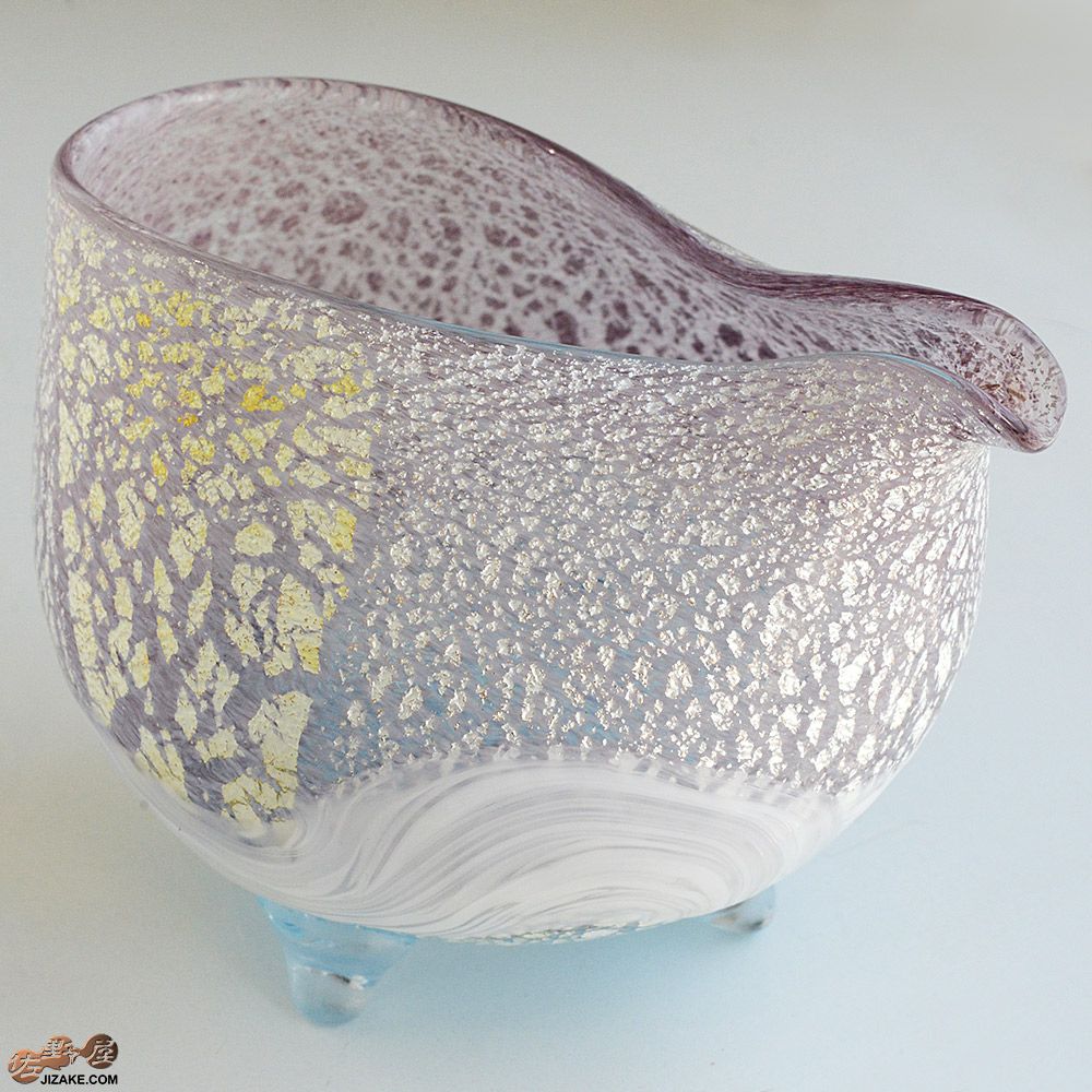 【箱入】風のしらべ　パープル 底ブルー　片口　伊藤泰三　SUN GLASS STUDIO KYOTO