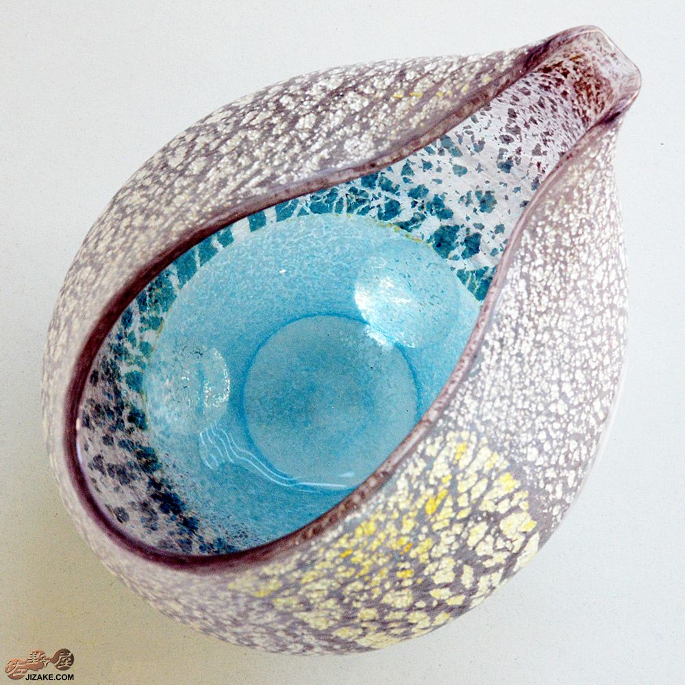 【箱入】風のしらべ　パープル 底ブルー　片口　伊藤泰三　SUN GLASS STUDIO KYOTO