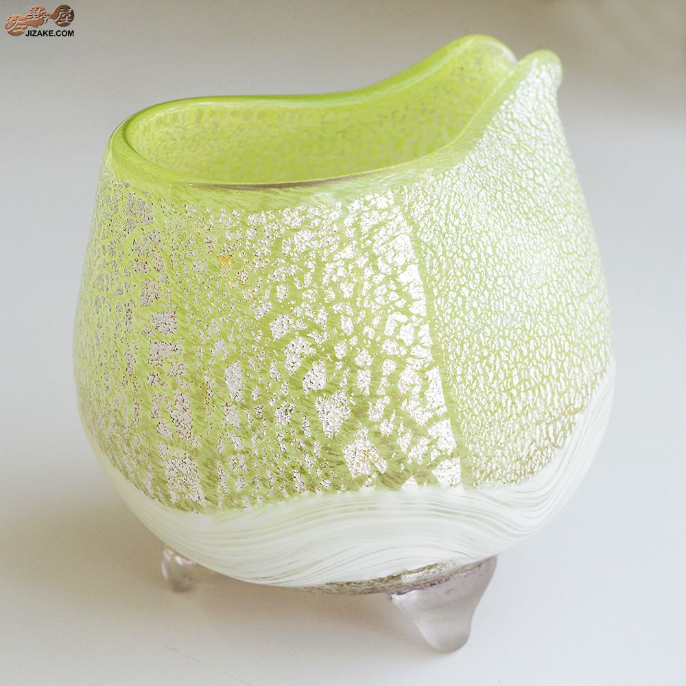 SUN GLASS STUDIO KYOTO  【箱入】風のしらべ　新緑　底 紫蘇色　片口