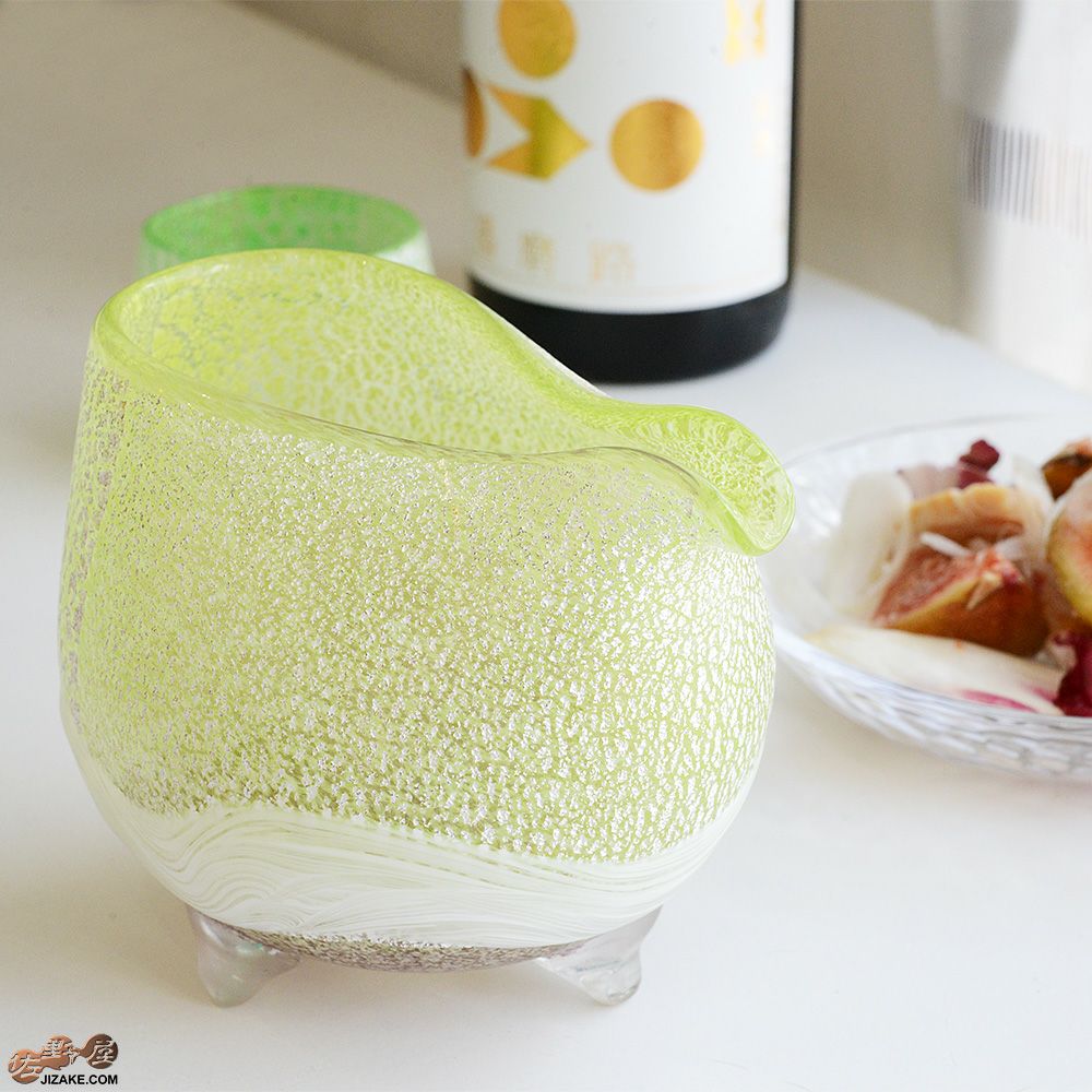 SUN GLASS STUDIO KYOTO  【箱入】風のしらべ　新緑　底 紫蘇色　片口