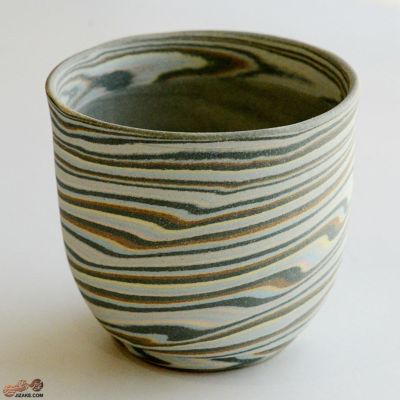 【箱入】練り込み　坪ぐい呑　内側未研磨