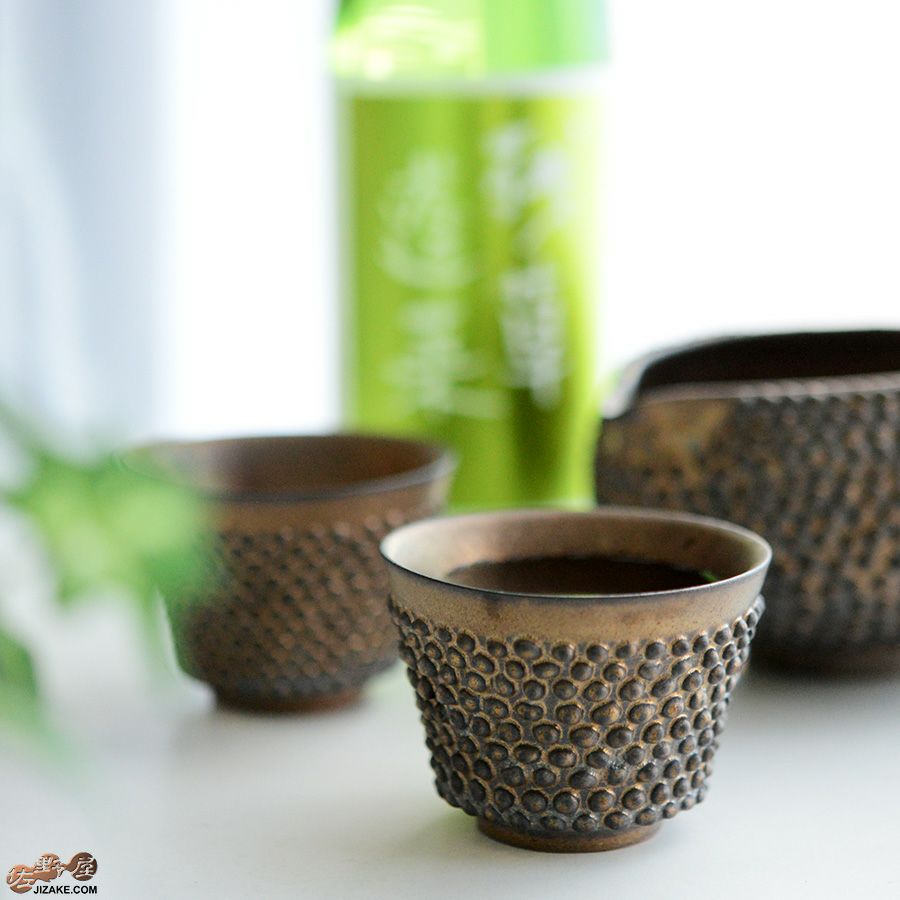 陶芸家　谷口純一 【簡易ラッピング】谷口純一作　螺髪（らほつ）ぐい呑み角