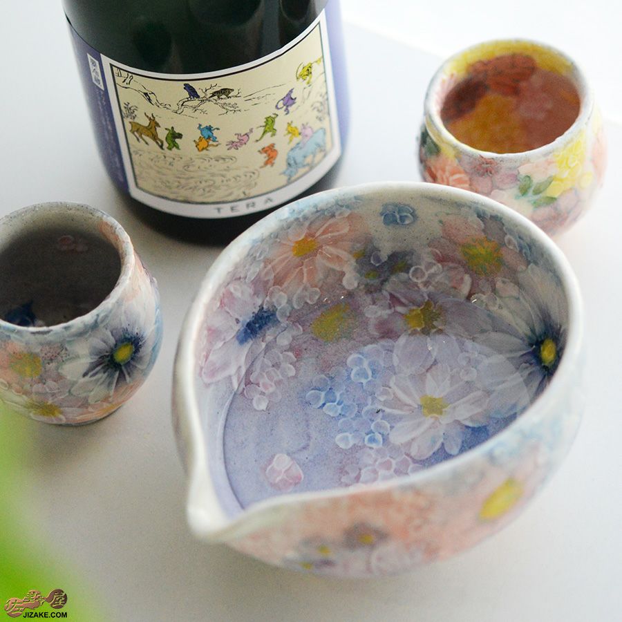 瀬戸焼 【箱入り】野村晃子 花酒器 片口　