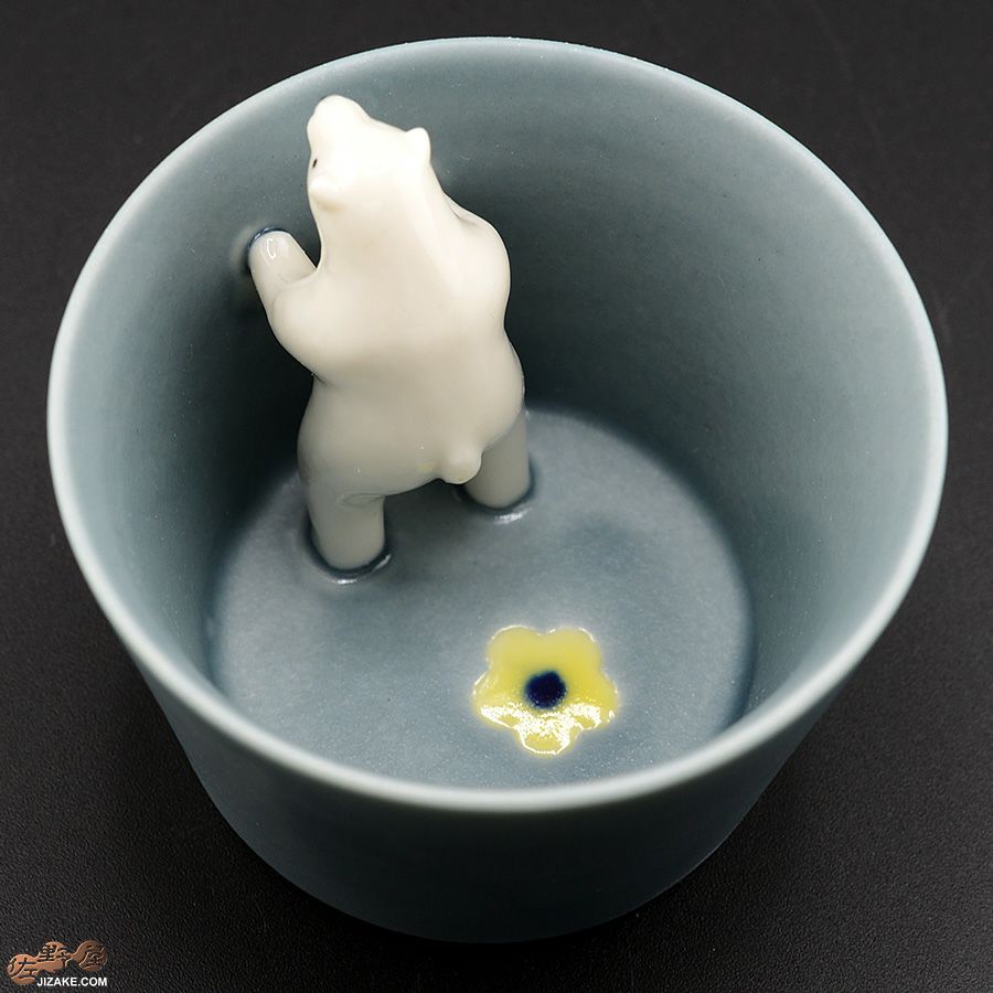 陶磁器 楽土(らくど) シロクマの熊五郎 グレー　こんばんは