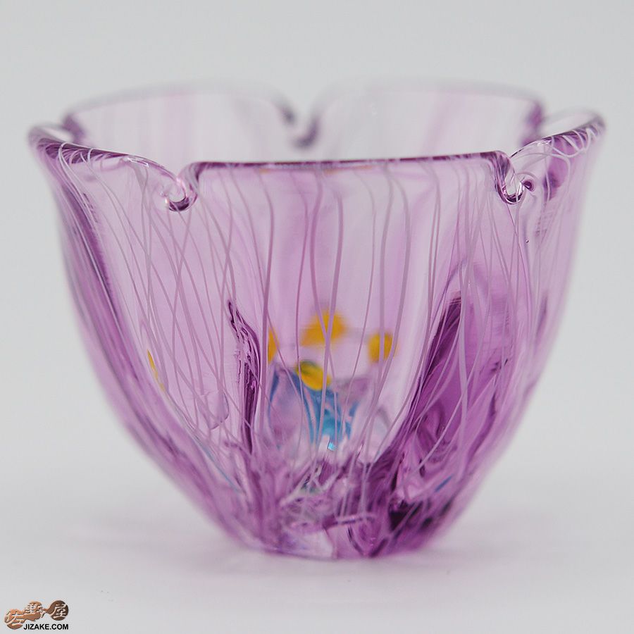 【箱入】湯浅明子 お花のぐい呑み 紫