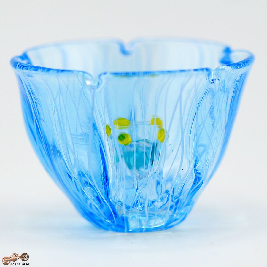 【箱入】湯浅明子 お花のぐい呑み 水色