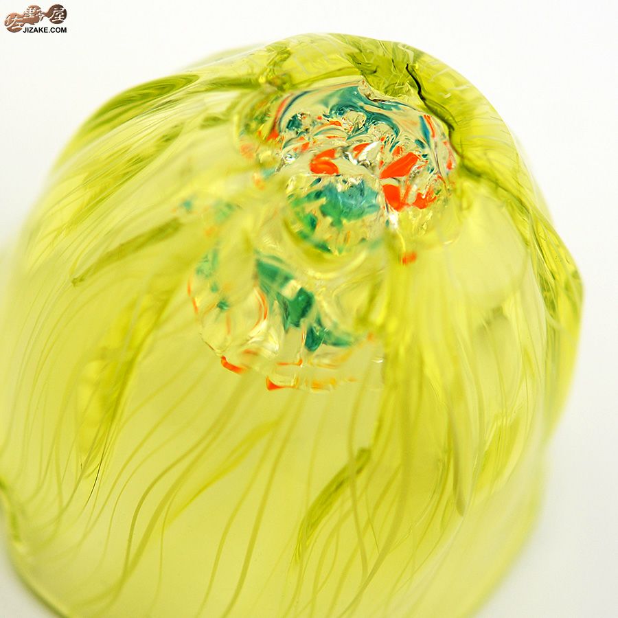 【箱入】湯浅明子 お花のぐい呑み 黄緑