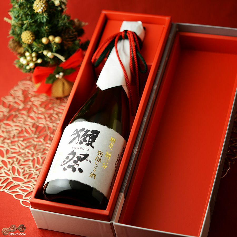 【箱入】獺祭　磨き二割三分　発泡にごり酒　クリスマスカートン入り　生酒　(獺祭ロゴ入り貴人グラス付き)