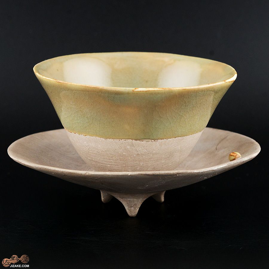 アントノヴァマリコ　銀彩　三つ足　盃・台セット　青磁