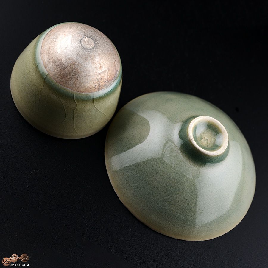 アントノヴァマリコ　銀彩盃・台セット　青磁