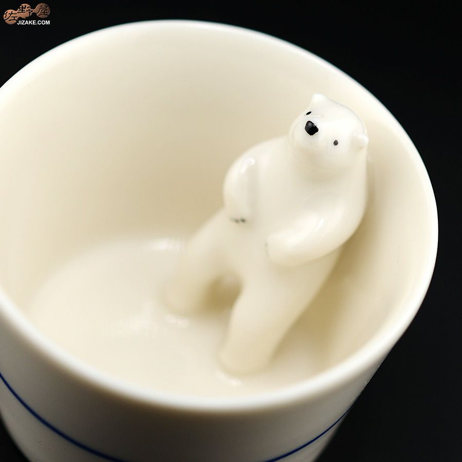 陶磁器 楽土(らくど) 　【箱入】シロクマの熊五郎 白いい湯だな＆青こんばんは　2個セット(簡易ギフトラッピング済)