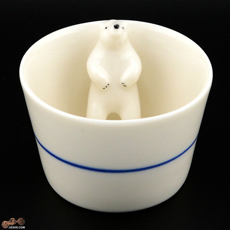 陶磁器 楽土(らくど) 　【箱入】シロクマの熊五郎 白いい湯だな＆青こんばんは　2個セット(簡易ギフトラッピング済)