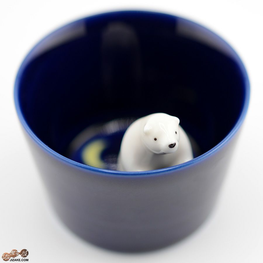 陶磁器 楽土(らくど) 　【箱入】シロクマの熊五郎 白いい湯だな＆青こんばんは　2個セット(簡易ギフトラッピング済)