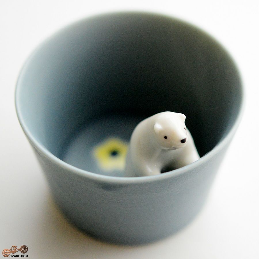 陶磁器 楽土(らくど)　【箱入】シロクマの熊五郎 白いい湯だな＆グレーこんばんは　2個セット