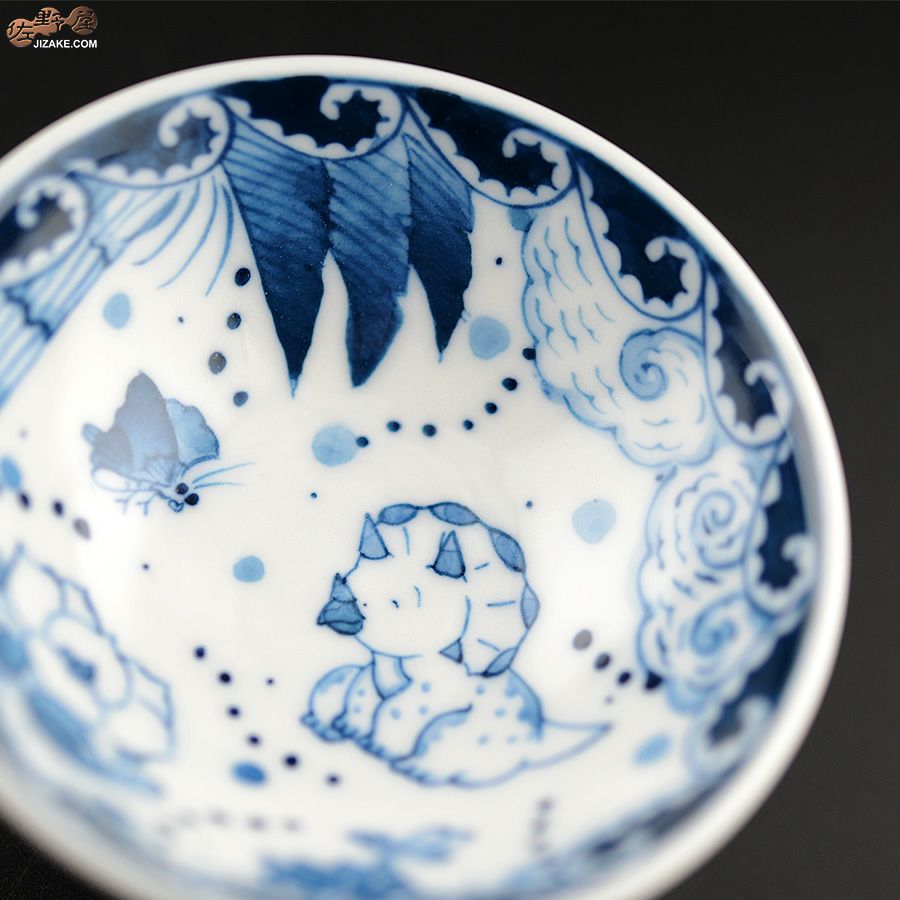 KoneKoneLabCue 染付盃　トリケラトプス