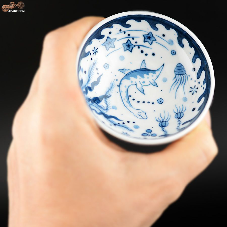 KoneKoneLabCue 染付盃　プレシオサウルス