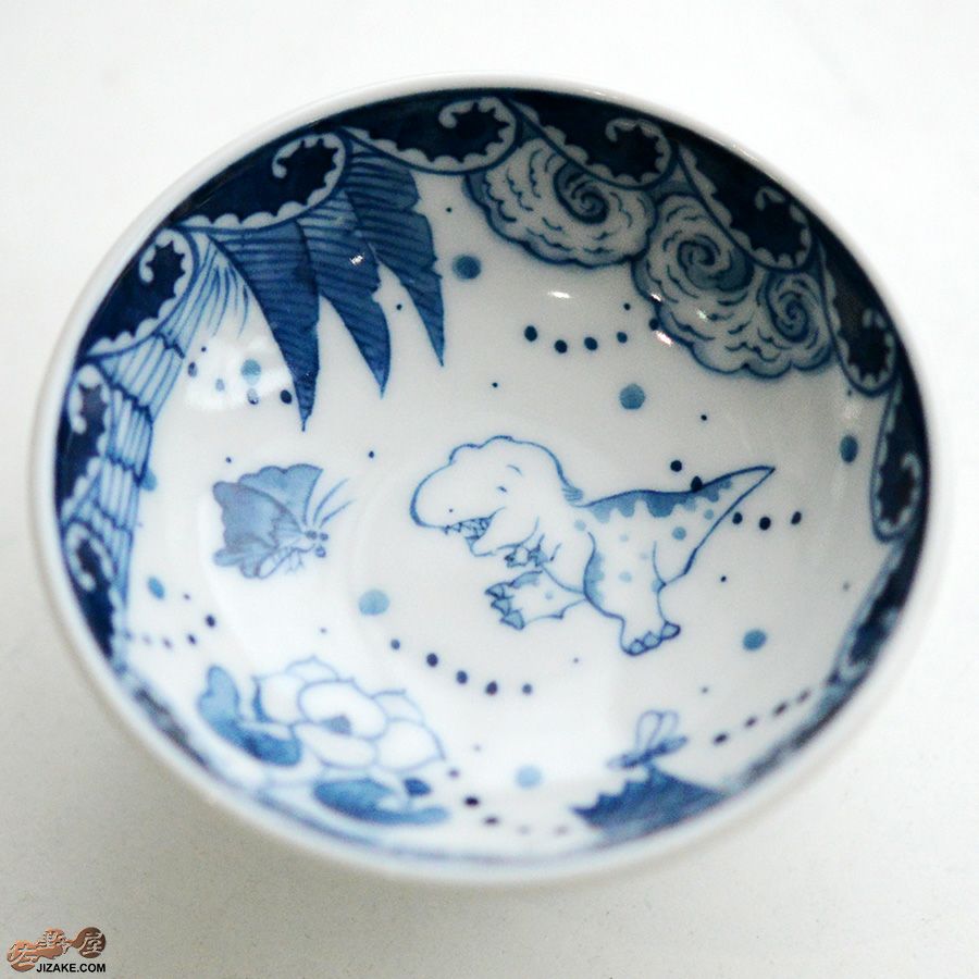 KoneKoneLabCue 染付盃　ティラノサウルス