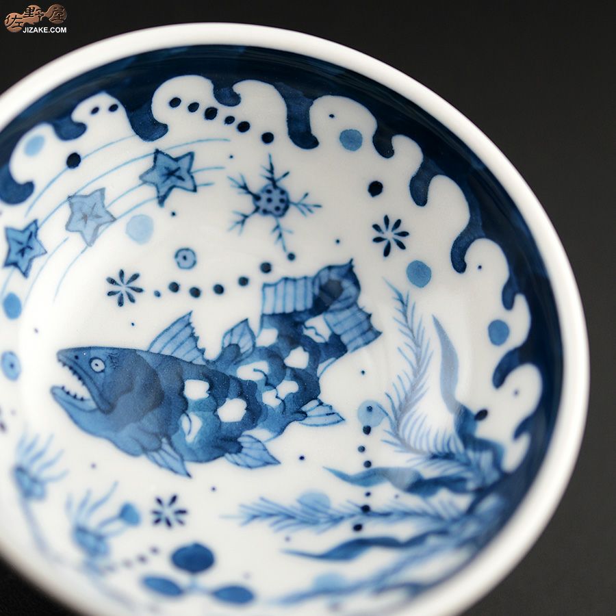 KoneKoneLabCue 染付盃　シーラカンス