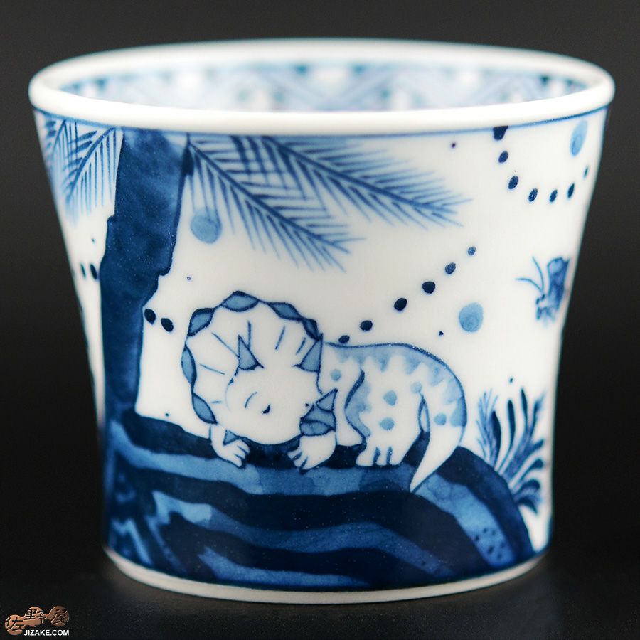 簡易ラッピング】KoneKoneLabCue 染付ぐい呑み トリケラトプス