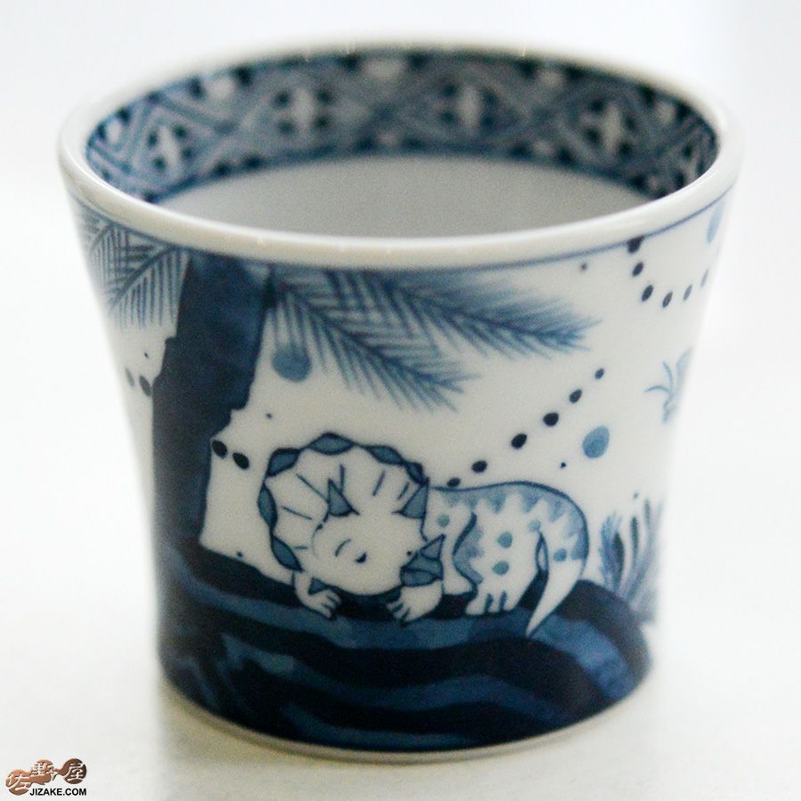 KoneKoneLabCue 染付ぐい呑み　トリケラトプス