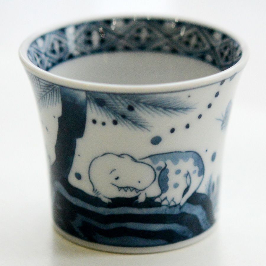 KoneKoneLabCue 染付ぐい呑み　ティラノサウルス