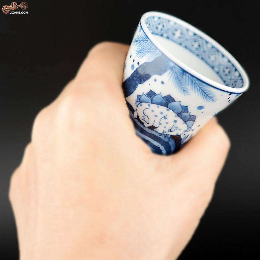 KoneKoneLabCue 染付ぐい呑み　ステゴサウルス